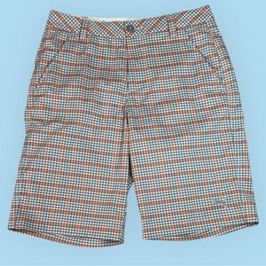 Puma Men's Plaid Golf Shorts - Orange, Gray & White sz 30